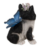 Clayre & Eef | Decoratie Beeld Kat Zwart, Wit 12x10x15 cm | 6PR3353