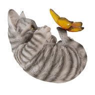 Clayre & Eef | Decoratie Beeld Kat Grijs 14x8x11 cm | 6PR3356