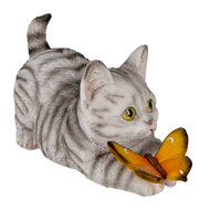 Clayre & Eef | Decoratie Beeld Kat Grijs 19x8x10 cm | 6PR3357