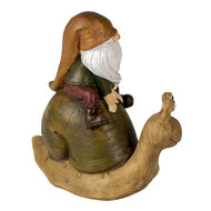 Clayre & Eef | Decoratie Beeld Slak met Kabouter Bruin 10x5x10 cm | 6PR3504