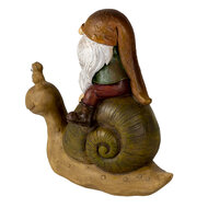Clayre & Eef | Decoratie Beeld Slak met Kabouter Bruin 10x5x10 cm | 6PR3504