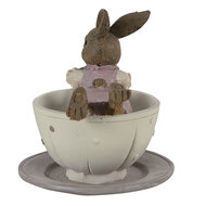 Clayre & Eef | Decoratie Konijn Wit, Roze, Geel 10x8x9 cm | 6PR3535