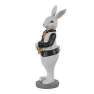 Clayre & Eef | Decoratie Beeld Konijn Zwart, Wit 5x5x15 cm | 6PR3576
