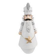 Clayre & Eef | Kerstdecoratie Notenkraker Wit 9x9x24 cm | 6PR3720