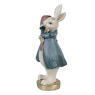 Clayre & Eef | Candeliere Konijn Wit Blauw 10x8x20 cm | 6PR4057