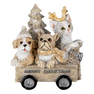 Clayre & Eef | Kerstdecoratie Beeld Honden en Kat Grijs, Beige, Wit 9x7x11 cm | 6PR4636