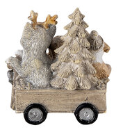 Clayre & Eef | Kerstdecoratie Beeld Honden en Kat Grijs, Beige, Wit 9x7x11 cm | 6PR4636