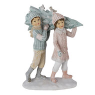 Clayre & Eef | Decoratie Beeld Kinderen Groen, Roze 12x6x15 cm | 6PR4662