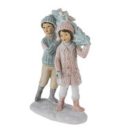 Clayre & Eef | Decoratie Beeld Kinderen Groen, Roze 12x6x15 cm | 6PR4662