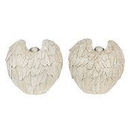 Clayre & Eef | Decoratie Beeld Engel Beige (2) 10x6x10 cm | 6PR4708