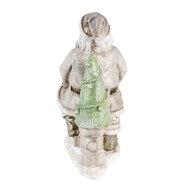 Clayre & Eef | Kerstdecoratie Beeld Kerstman Zilverkleurig 12x6x14 cm | 6PR4725