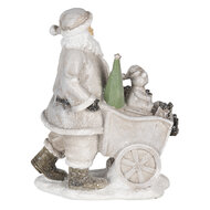 Clayre & Eef | Kerstdecoratie Beeld Kerstman Zilverkleurig 12x8x15 cm | 6PR4728