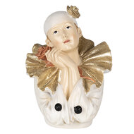 Clayre & Eef | Decoratie Beeld Clown Wit, Goudkleurig 11x11x15 cm | 6PR4733