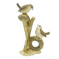 Clayre & Eef | Decoratie beeld Vogels Goudkleurig 11x5x18 cm | 6PR4864