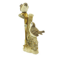 Clayre & Eef | Decoratie beeld Vogels Goudkleurig 11x5x18 cm | 6PR4864
