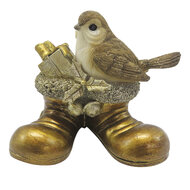Clayre & Eef | Decoratie beeld Vogel Goudkleurig 10x7x9 cm | 6PR4865