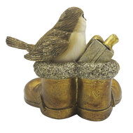 Clayre & Eef | Decoratie beeld Vogel Goudkleurig 10x7x9 cm | 6PR4865