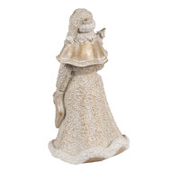 Clayre & Eef | Kerstdecoratie Beeld Kerstman Goudkleurig, Wit 8x8x15 cm | 6PR4963