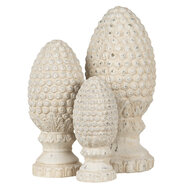 Clayre & Eef | Decoratie Beeld Dennenappel Beige ø 10x23 cm | 6TE0393S