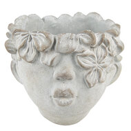 Clayre & Eef | Bloempot Binnen Hoofd Grijs, Beige 20x18x18 cm | 6TE0418L