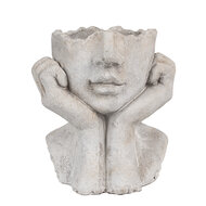 Clayre & Eef | Bloempot Binnen Hoofd Grijs 17x14x18 cm | 6TE0498S