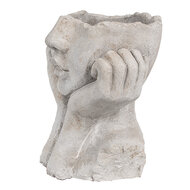 Clayre & Eef | Bloempot Binnen Hoofd Grijs 17x14x18 cm | 6TE0498S