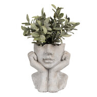 Clayre & Eef | Bloempot Binnen Hoofd Grijs 17x14x18 cm | 6TE0498S