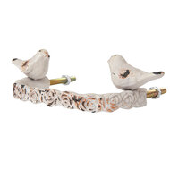 Clayre & Eef | Handgreep Vogel Wit 13x8x3 cm | 6Y2333