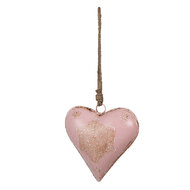 Clayre & Eef | Decoratie hanger Hart Roze 15x5x15 cm | 6Y4814M
