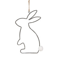 Clayre & Eef | Decoratie Hanger Konijn Grijs 17x11 cm | 6Y5558