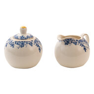 Clayre & Eef | Melk en Suiker Set Wit, Blauw 11x9x8 / ø 9x9 cm | BFLCRSU