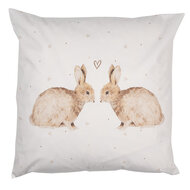 Clayre & Eef | Kussenhoes Wit Bruin 45x45 cm | BSLC22