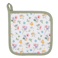 Clayre & Eef | Pannenlap Wit, Groen 20x20 cm | CFL45