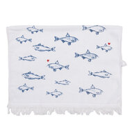 Clayre & Eef | Gastendoekje Wit Blauw 40x66 cm | CTSSF