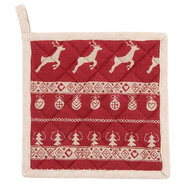 Clayre &amp; Eef   | Pannenlap Rood, Beige 20x20 cm | NOC45-2