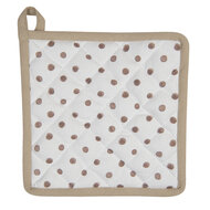 Clayre & Eef | Pannenlap Wit, Bruin 20x20 cm | REB45
