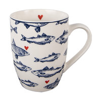 Clayre & Eef | Mok Wit Blauw 350 ml | SSFMU