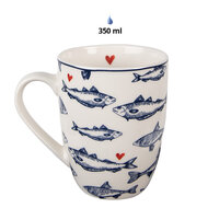 Clayre & Eef | Mok Wit Blauw 350 ml | SSFMU