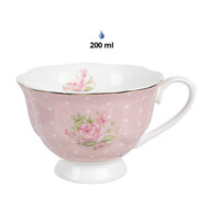 Clayre & Eef | Kop en schotel Roze 12x9x6 cm / ø 14x2 cm / 200 ml | SWRKS