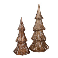 Clayre & Eef | Kerstdecoratie Kerstboom met LED Bruin ø 12x24 cm / 3xAAA | 6PR4364