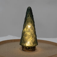 Clayre & Eef | Kerstdecoratie Beeld Kerstboom met LED Groen ø 11x24 cm | 6GL4580