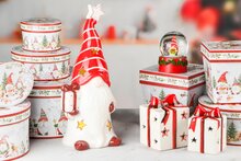 Dekoratief | Set 4 dozen rond 'Friendly Gnomes', karton, 23x23x12cm | A245045