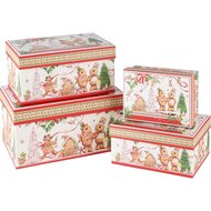 Dekoratief | Set 4 dozen rechthoek 'Gingerbread', karton, 23x16x12cm | A245049