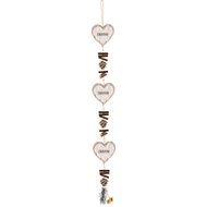 Dekoratief | Hanger slinger m/harten/dennenappels, naturel, hout 9x1x83cm | A245356