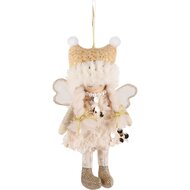 Dekoratief | Hanger engelpopje, beige, stof, 14x22cm | A245373