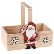 Dekoratief | Bakje m/santa, naturel/rood, hout, 17x10x15cm | A245690
