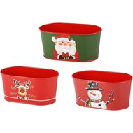 Dekoratief | Bakje ovaal 'Santa/Snowman/Rudolph', metaal, 17x10x8cm, set van 3 stuks | A245773