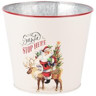 Dekoratief | Bloempot 'Santa, Stop Here', metaal, 17x17x15cm | A245785