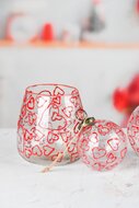 Dekoratief | Hanger bal 'Red Hearts', transparant, glas, 7x7x8cm | A248058