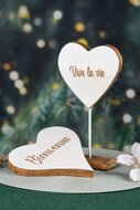 Dekoratief | Hanger hart 'Bienvenue', wit, hout/enamel, 20x20x2cm | A248157